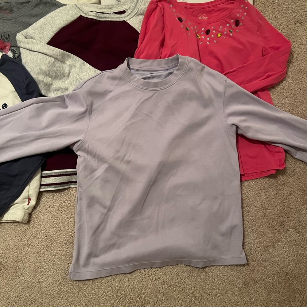 Girls Assorted Shirt Bulk Lot of 8 size 10- pink purple blue- Levi, Uniqlo - Picture 2 of 9